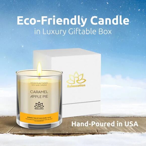 CARAMEL APPLE PIE Soy Wax Candle in Glass Jar (10 oz) - Picture 5 of 6